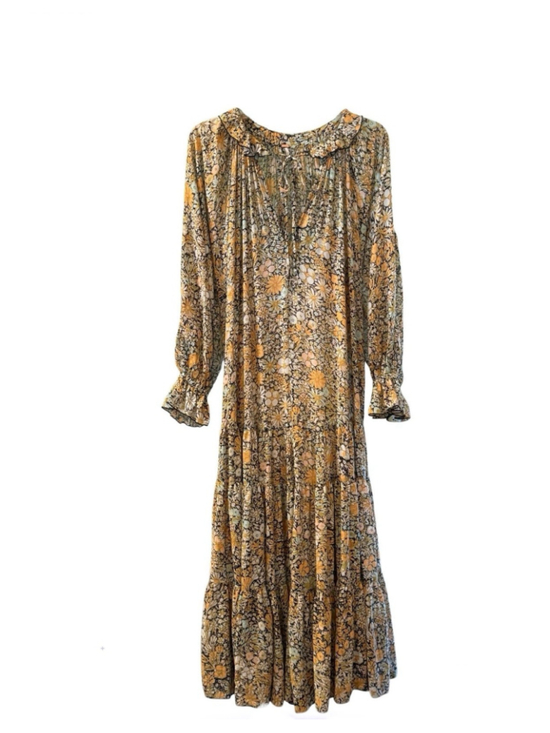 Free People Dresses & Skirts - Free People Flowing Boho Floral Long Sleeve Dress for Fall Weather